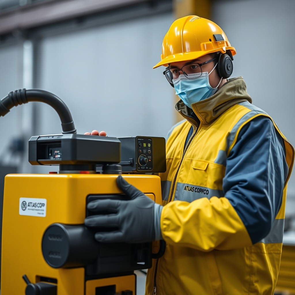 Atlas Copco ROC L8'in su püskürtme sistemi ile tozu kontrol ederken havadan çekilmiş bir f