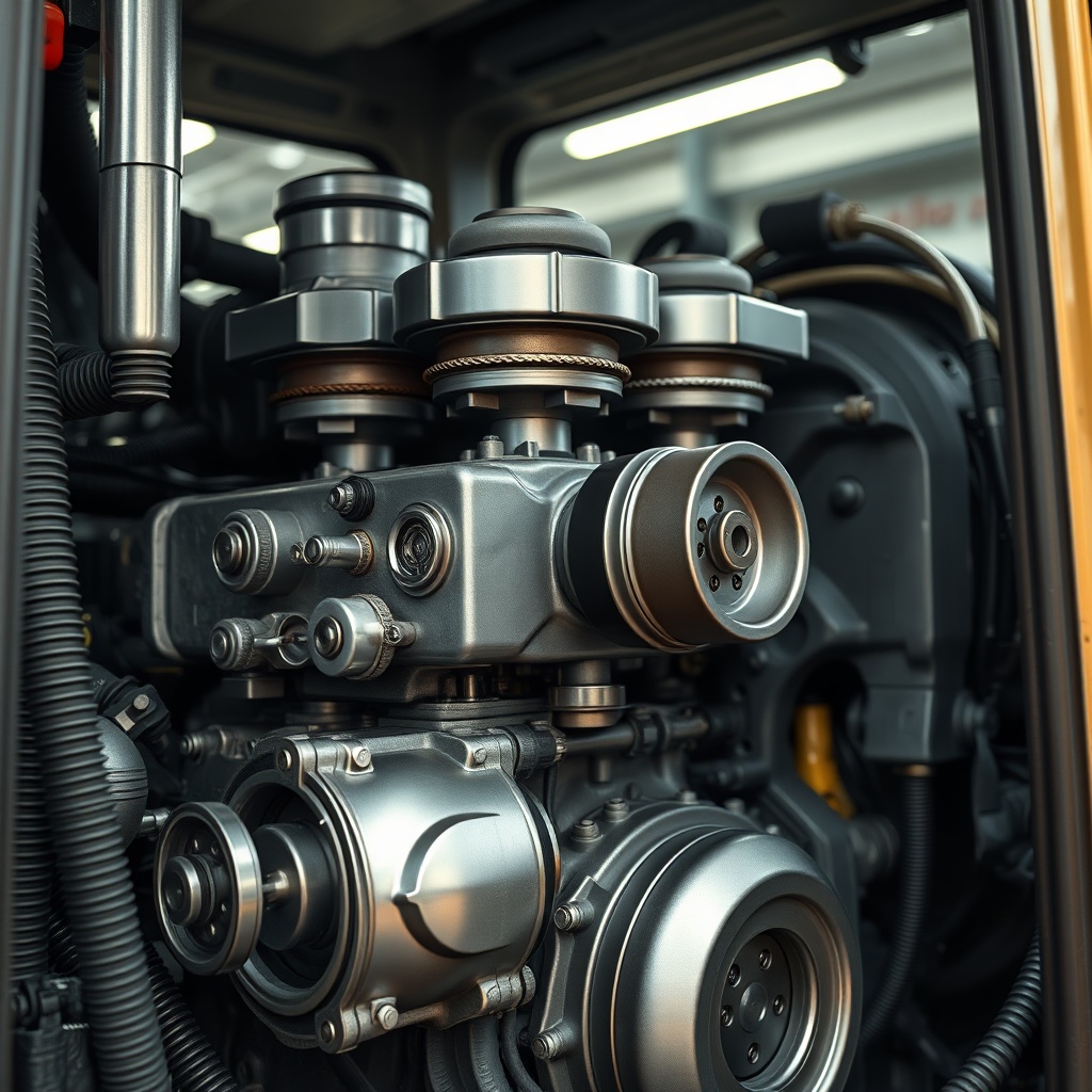 A photorealistic close-up shot of a Cummins QSB 6