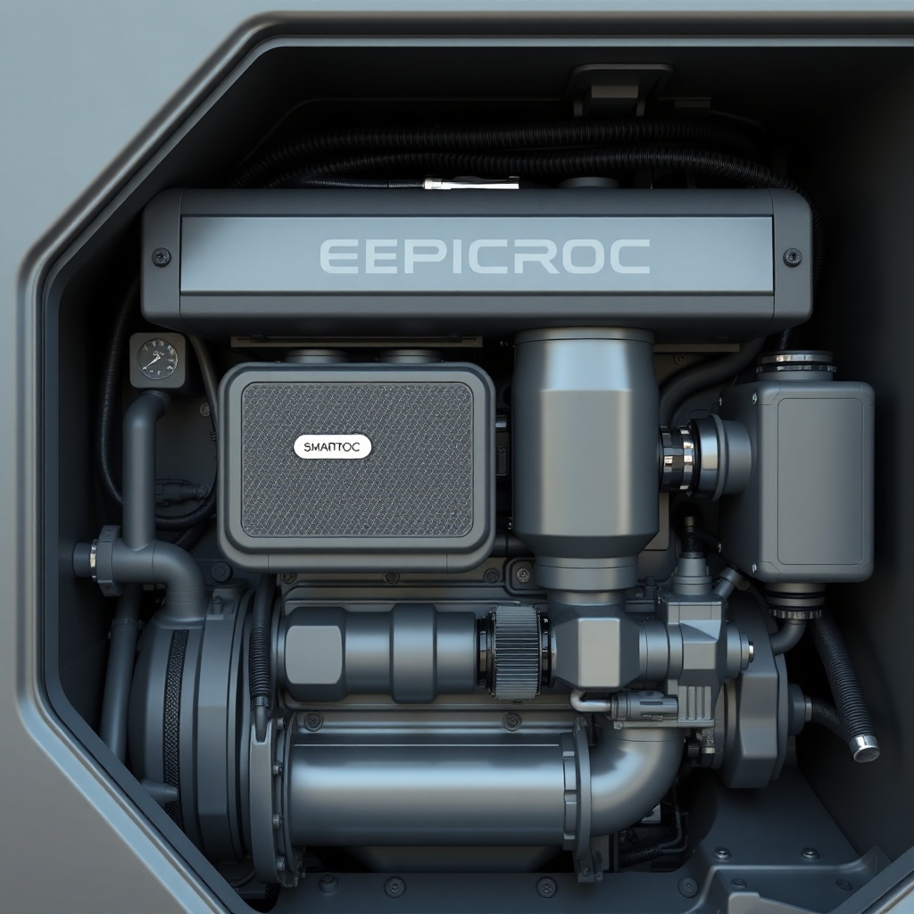 <clean photorealistic photo of Epiroc SmartROC T40 engine bay