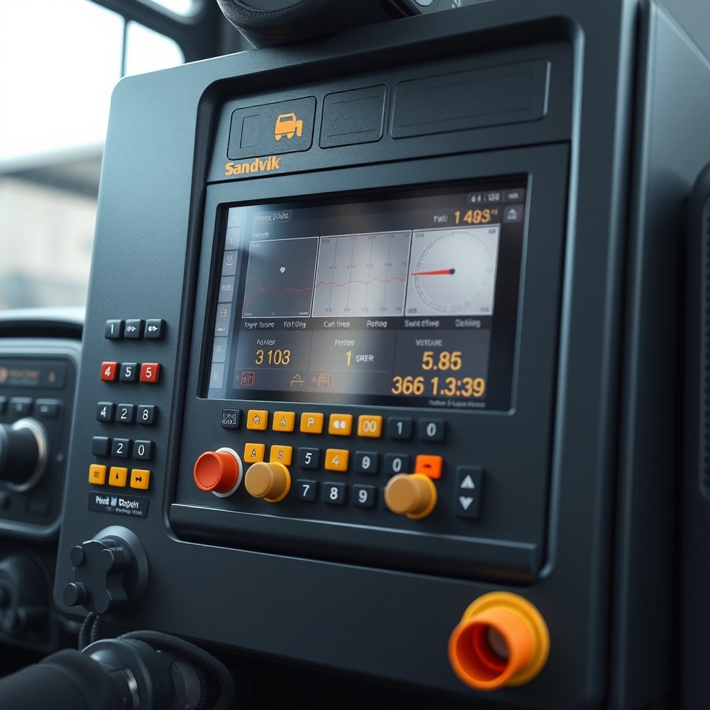 <Sandvik DI550 operatörü kontrol paneli başında